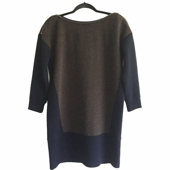 MADEWELL Wool Colorblock Shift Mini Dress Brown Blue S - Picture 6 of 10